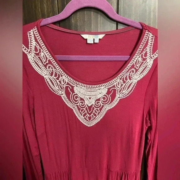 BODEN Faye Dress Jersey Knit Stretch Midi Long 3/4 Sleeve Embroidered. Size:8L - Picture 8 of 13